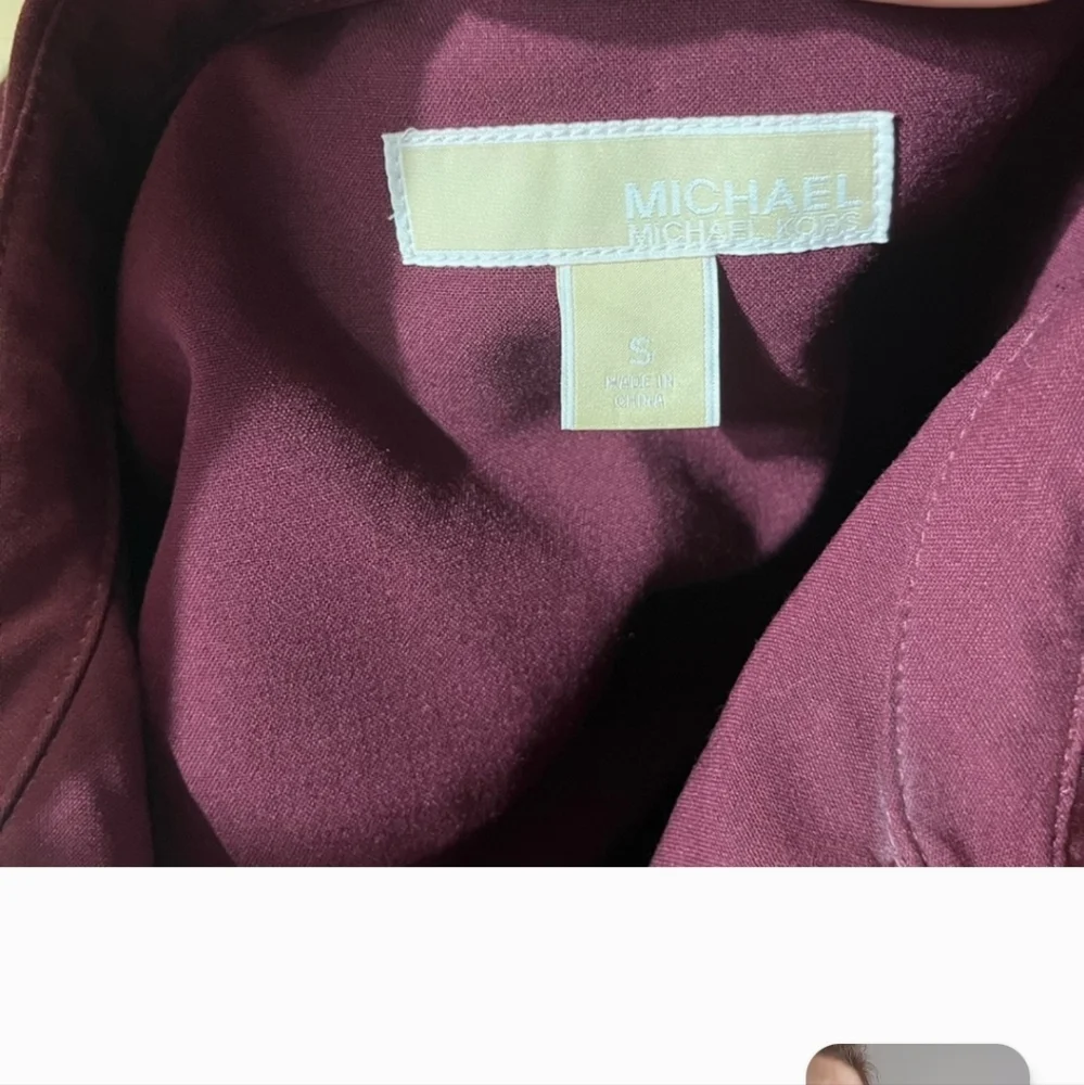 Michael Kors Burgundy or Tan Shirt Dress Goldtone Hardware Small - Picture 13 of 14